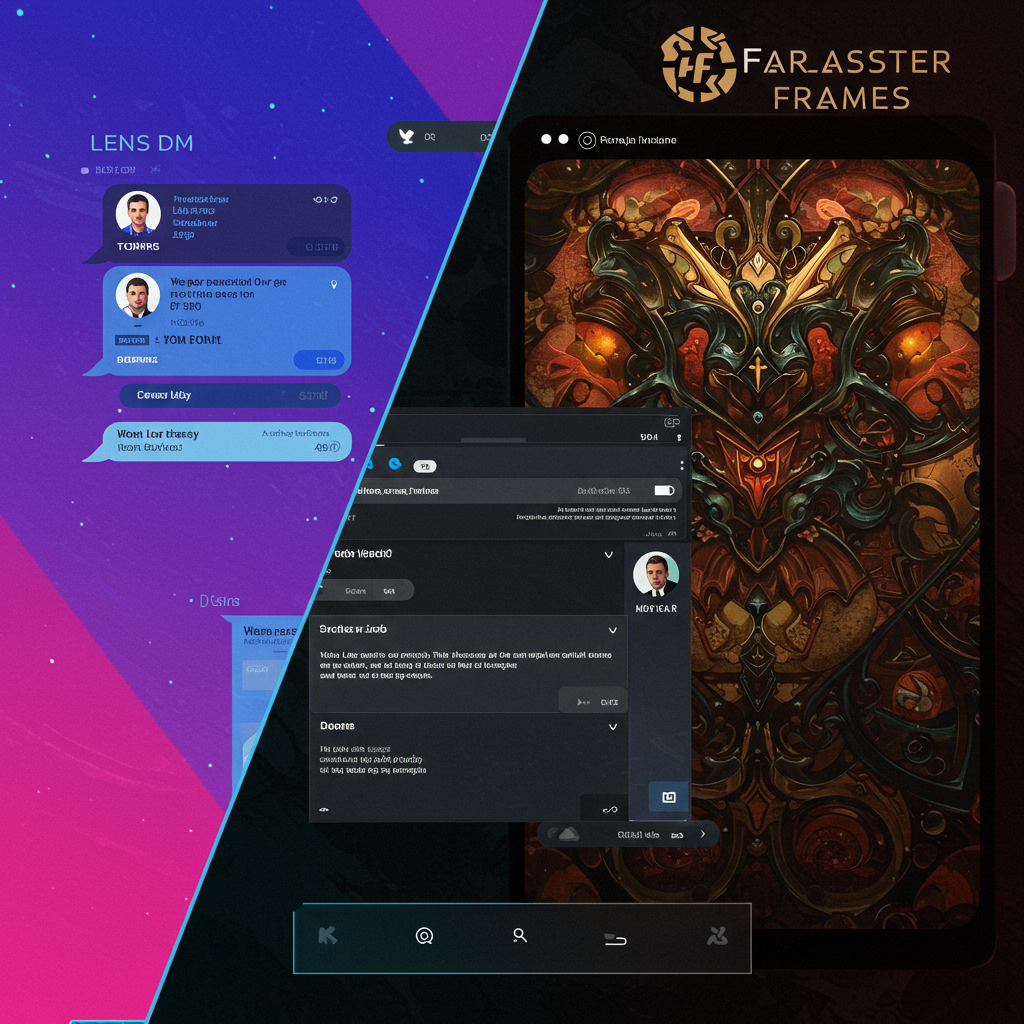 A split-screen image showcasing two futuristic chat interfaces: one side in vibrant Lens D